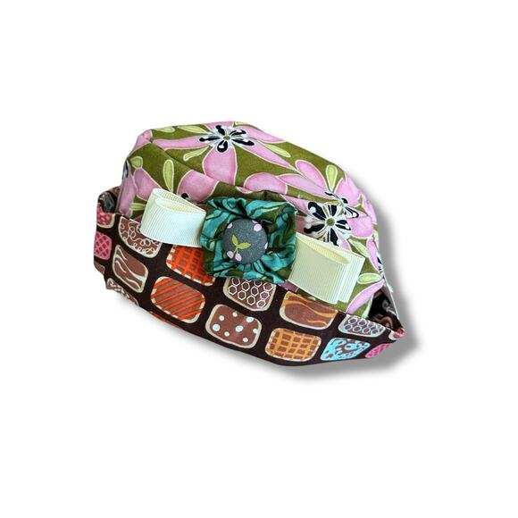 Chloe’s Closet Originals Handmade Floral Patchwork Bow Hat Size M Boho Baby Girl - Picture 1 of 8